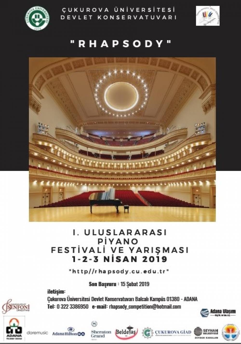 Çukurova Üniversitesi I. Uluslararası "Rhapsody" Piyano Festivali ve Yarışması Nisan Ayında Yapılacak