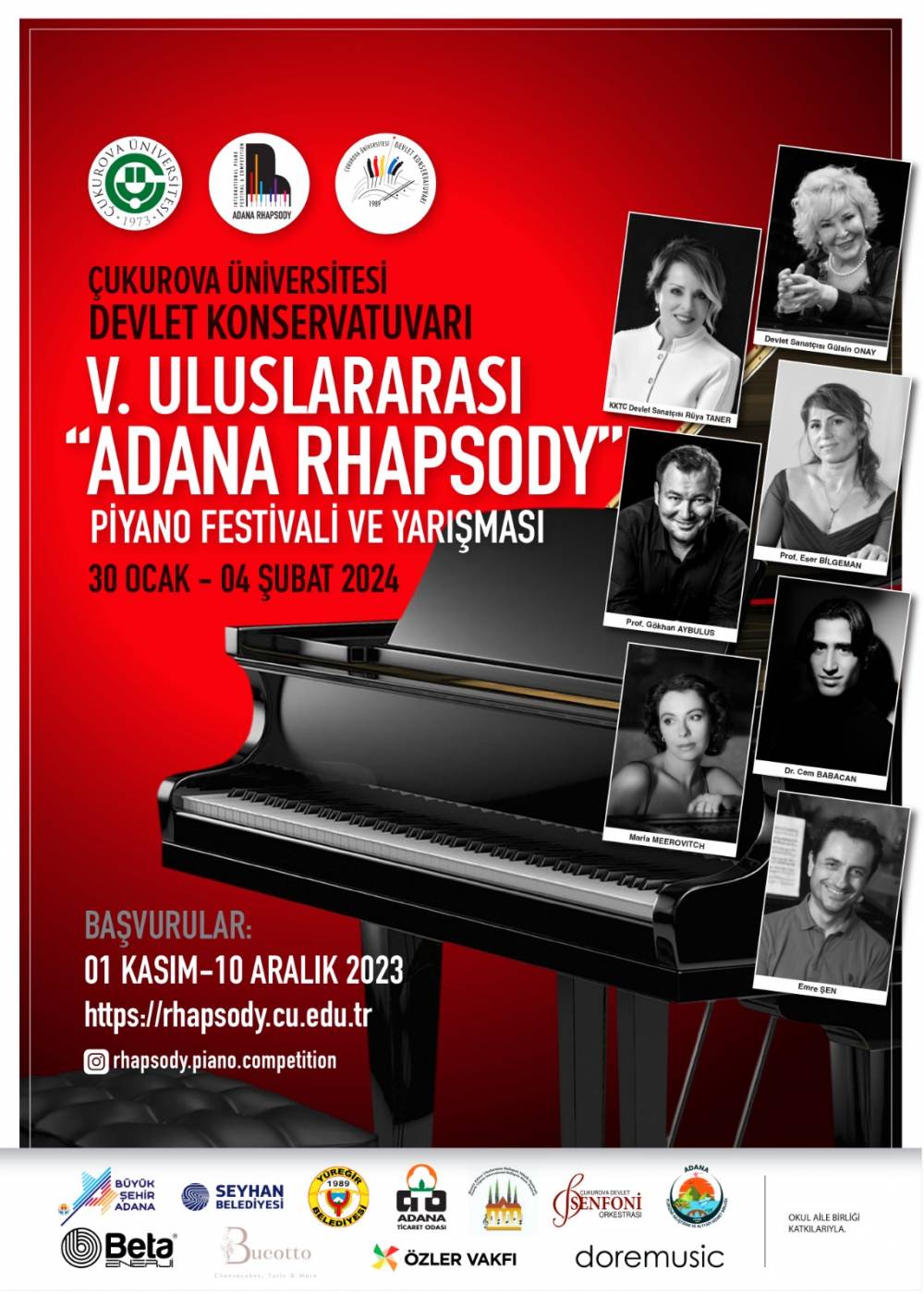 "Uluslararası Adana Rhapsody Piyano Festivali ve Yarışması" 30 Ocak-4 Şubat'ta Yapılacak