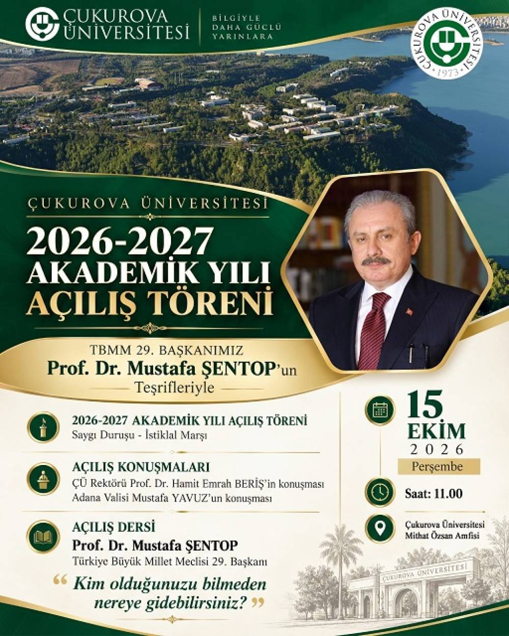 Çukurova Üniversitesi 2026-2027 Akademik Yılı Açılış Töreni